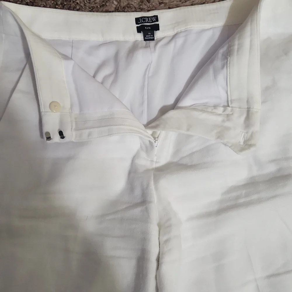 J. Crew Kate White Linen Blend Straight Leg Pants Size 10